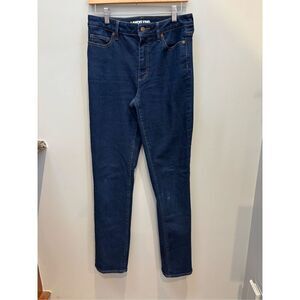Lands’ End 10T dark wash high rise stretchy straight cut jeans